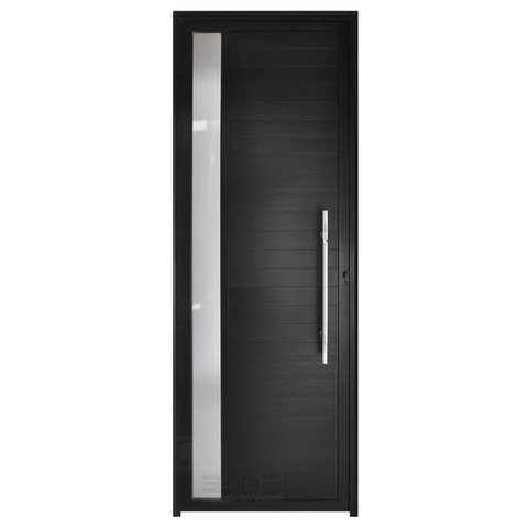 Porta Lambril de Alumínio Preto com Visor e Puxador Hale Esquadrias - Lado Esquerdo 2.10a X 0.90l