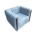Ver imagem 3 de Poltrona Clássica Cinza Aveludado 74x98x62cm Ideal para Hall Sala e Quarto