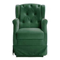 Poltrona Cadeira de Amamentação Balanço Ternura Veludo Verde - Vs Decor - 5 Poltrona Cadeira de Amamentação Balanço Ternura Veludo Verde - Vs Decor - 5
