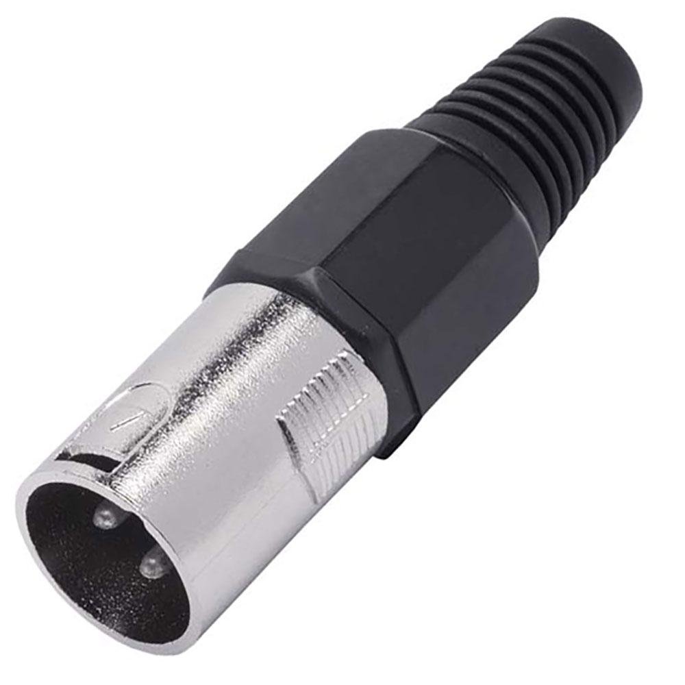 Conector Cannon de Microfone Macho Profissional Preto | MadeiraMadeira