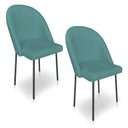 Ver imagem 1 de Kit 2 Cadeiras Poltrona de Jantar Ariel Suede Azul Turquesa Pés de Ferro Preto - Pallazio