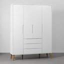 Ver mais imagens de Kit Quarto Infantil com Pés Retrô Mel - Cômoda Elfe 4 Gavetas e 1 Porta + Guarda-Roupa Elfe + Berço