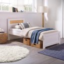 Ver imagem 1 de Cama de Solteiro Madeira Maciça com Palha Natural Branco