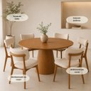 Ver imagem 6 de Conjunto Sala de Jantar Moderno Estofado 6 Cadeiras Linho Carina Mesa Redonda Austrália