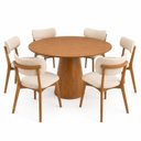 Ver imagem 2 de Conjunto Sala de Jantar Moderno Estofado 6 Cadeiras Linho Carina Mesa Redonda Austrália