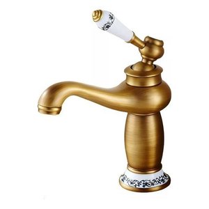 Torneira Banheiro Bronze Porcelana Baixa Monocomando Vintage