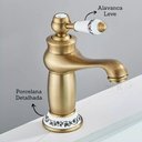 Ver imagem 2 de Torneira Banheiro Bronze Porcelana Baixa Monocomando Vintage