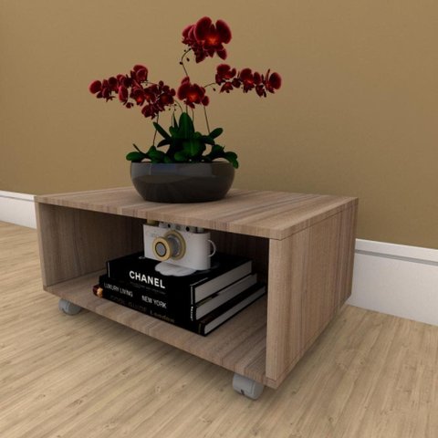 Mesa de Centro Sala Minimalista Amadeirado Quadrada Retangular Mesinha de Centro Sala Madeira