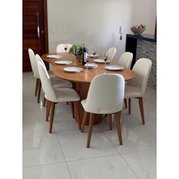 Sala de Jantar Orgânico 8 Cadeiras 2,20 Haley Requinte Salas - 1