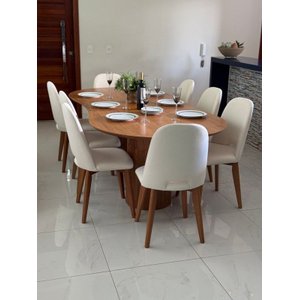 Sala de Jantar Orgânico 8 Cadeiras 2,20 Haley Requinte Salas