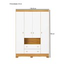 Ver imagem 4 de Guarda-Roupa Infantil Pluma 4 Portas 2 Gavetas Cinamon/Branco - Demobile