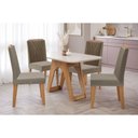 Ver imagem 1 de Kit Mesa Carol C- Tampo Vidro 130cm + 4 Cadeiras Nature Off White Madeira