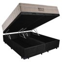 Ver imagem 5 de Cama Box Baú Casal Suede Bipartido + Colchão Ortobom Airtech Molas Ensacadas 138x188x65 Cor:preto