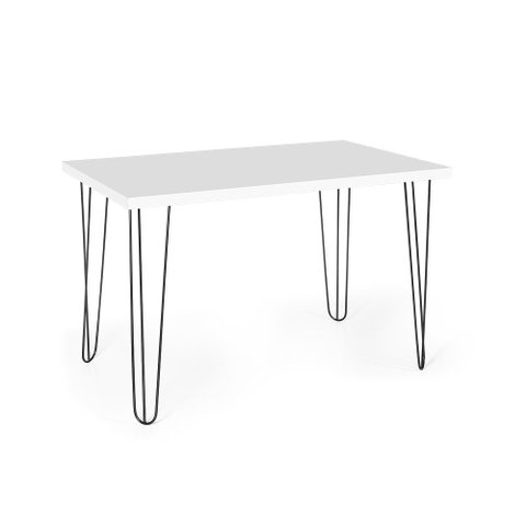 Mesa de Jantar Retangular 120x75cm 4 Lugares Hairpin MDF Base de Ferro Branco - Straub Web
