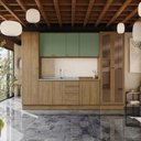 Ver imagem 1 de Cozinha Modulada Celeste Kappesberg 100% Mdf Nogueira/verde 7 Peças