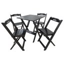 Ver imagem 1 de Conjunto Mesa Dobrável 60x60 com 4 Cadeiras de Madeira Personalizada Hei Preta - Tarimatã