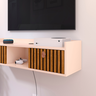 Rack Suspenso 2 Gavetas Decorativo Puxador Amalfi 0,90 Vegas - Off White / Ripado - 3