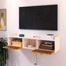 Rack Suspenso 2 Gavetas Decorativo Puxador Amalfi 0,90 Vegas - Off White / Ripado - 2