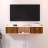 Rack Suspenso 2 Gavetas Decorativo Puxador Amalfi 0,90 Vegas - Off White / Ripado - 1