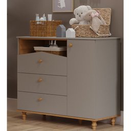 Cômoda de Bebê com 3 Gavetas e 1 Porta Picolé Espresso Móveis - 1