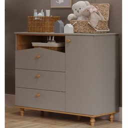 Cômoda de Bebê com 3 Gavetas e 1 Porta Picolé Espresso Móveis - 9