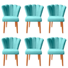 Kit 6 Cadeiras Sala de Jantar Estofada Pétala Suede Azul Tifany - Twdecora - 1