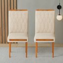 Ver imagem 2 de Kit 2 Cadeiras Estofadas de Jantar Azaléia - Mdf em Veludo Pés em Madeira - Vintage Decor - Bege