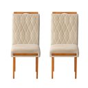 Ver imagem 1 de Kit 2 Cadeiras Estofadas de Jantar Azaléia - Mdf em Veludo Pés em Madeira - Vintage Decor - Bege