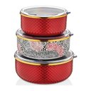 Ver imagem 1 de Conjunto de Panela Esmalte Para Armazenamento Alimentos / 3 Peças Vermelho