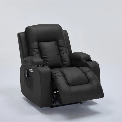 Cadeira Poltrona do Papai Elétrica Reclinável Austin Massagem e Aquecimento com Porta Copos Entrada