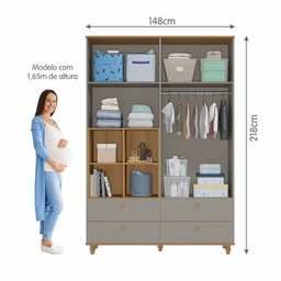 Guarda Roupa de Bebê 4 Portas 4 Gavetas Picolé Espresso Móveis - 5