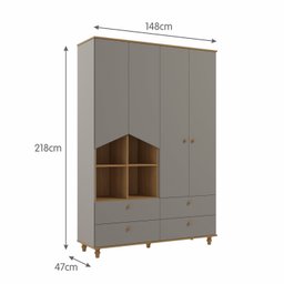 Guarda Roupa de Bebê 4 Portas 4 Gavetas Picolé Espresso Móveis - 4
