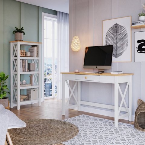 Kit 2 Peças Escrivaninha e Estante Vanilla CabeCasa MadeiraOriginals