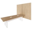 Ver imagem 2 de Mesa Reunião 270cm com 2 Caixas Tomadas Painel TV Macadâmia Branco F5 Office