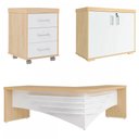 Ver imagem 2 de Escritório Completo Tamburato 2 Portas 3 Gavetas Carvalho/Branco - Artany Móveis