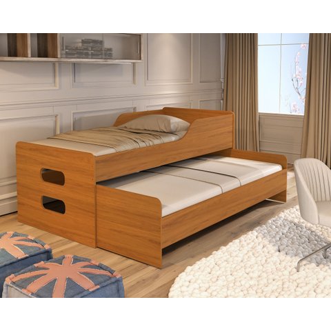 Bicama Elis Mdf 100% com Cama Inferior e Grade de Proteção – para Colchão 88x188