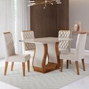 Ver imagem 1 de Mesa de Jantar 4 Lugares Lana Mel/blonde/veludo Pastel - Viero Móveis