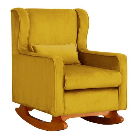 Poltrona Decorativa Aurora Balanço Vovo Veludo Mostarda - Fm