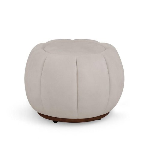 Puff Decorativo Orgânico Fixo Nuvem Assento Espuma Veludo Bege para Sala Loja Sheep