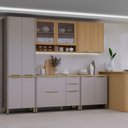 Ver imagem 1 de Cozinha Modulada Completa 6 Peças com Tampo e Bancada Lumina Cinammon-freijó
