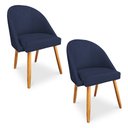 Ver imagem 1 de Kit 02 Cadeiras Jantar Bela Suede Pés Palito Castanho - Pallazio Azul Marinho