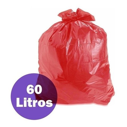 Saco de Lixo Vermelho 60 Litros Coleta Seletiva - 100 Un