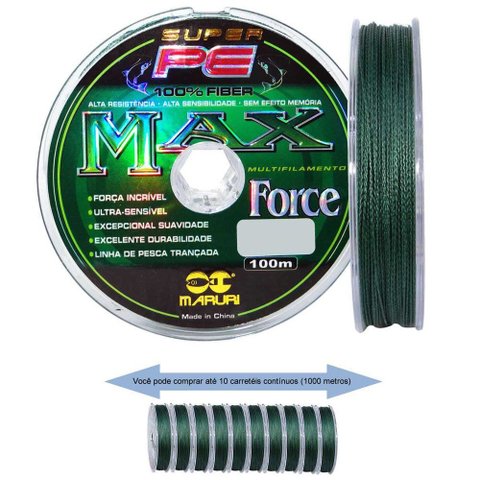 Linha de Pesca Multifilamento 300m Max Force 4 Fios 0,45mm 58lb