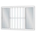 Ver imagem 1 de Janela de Alumínio de Correr 120x150cm 4 Folhas 2 Fixas com Grade e Vidro Liso Linha Soft MGM Branco