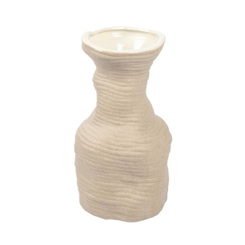 Vaso Decorativo Texturizado em Ceramica Cinza 28x16cm