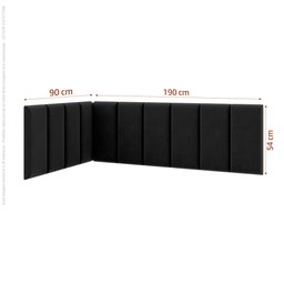 Conjunto Cabeceira Painel Estofada para Cama de Solteiro - Preto - 5