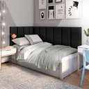 Ver imagem 2 de Conjunto Cabeceira Painel Estofada para Cama de Solteiro - Preto