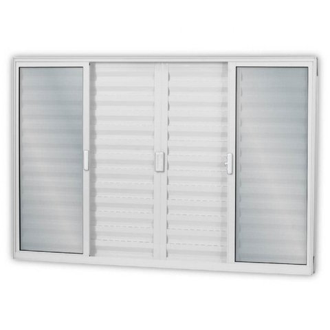 Janela de Alumínio Veneziana de Correr 120x120cm 6 Folhas 2 Fixas com Vidro Liso Linha Soft MGM Bran