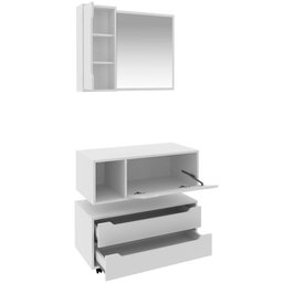 Kit Gabinete Balcão e Espelheira de Banheiro 80 Cm Karina Branco - 2