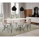 Ver imagem 2 de Mesa Sala de Jantar Industrial Branca 135x75 com 6 Cadeiras Brancas de Ferro Preto